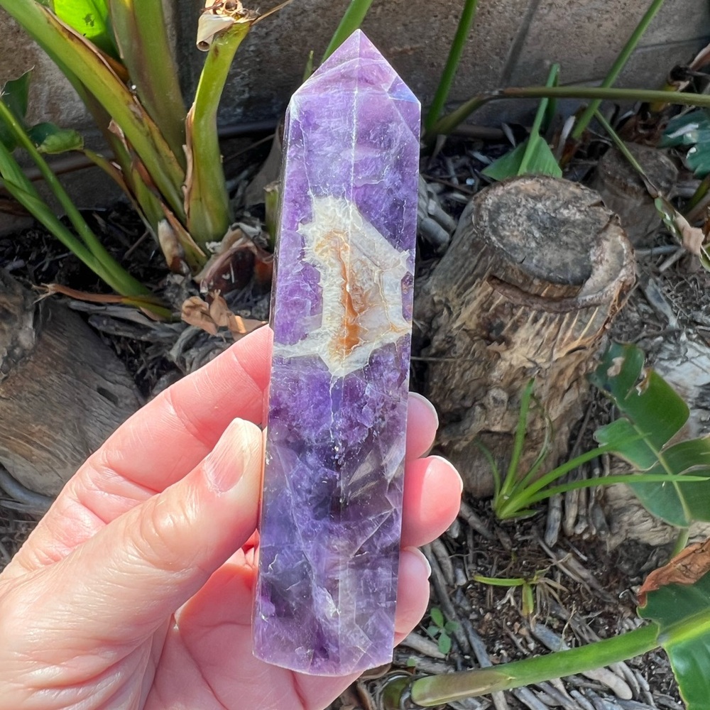 Chevron Amethyst Crystal Tower